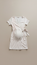Wrap maternity dress in milk white