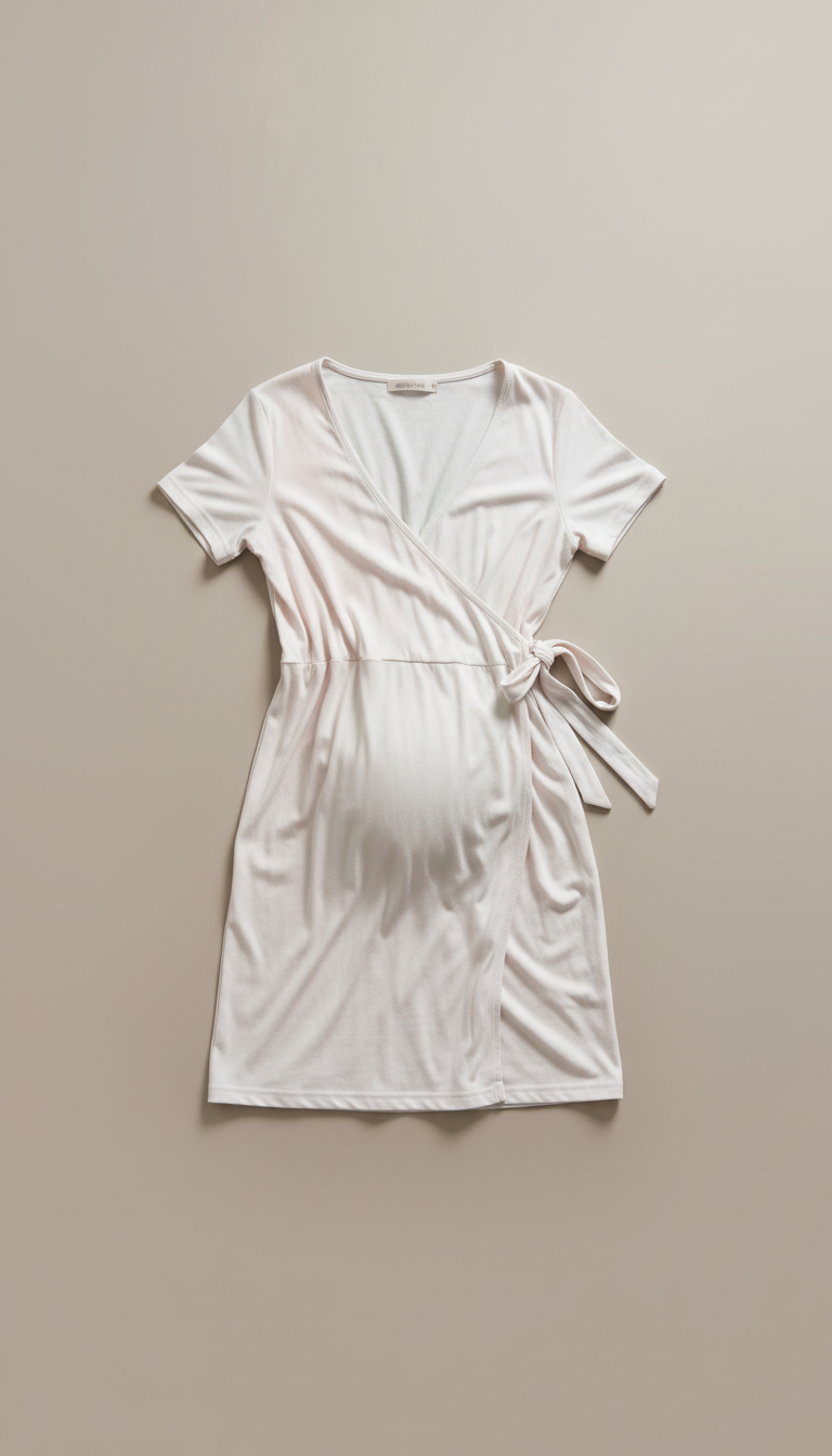 Wrap maternity dress in milk white